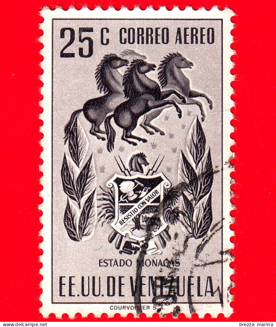 VENEZUELA - Usato - 1953 - Stemma Dello Stato Di Monagas - Arms - 25 - P. Aerea - Venezuela