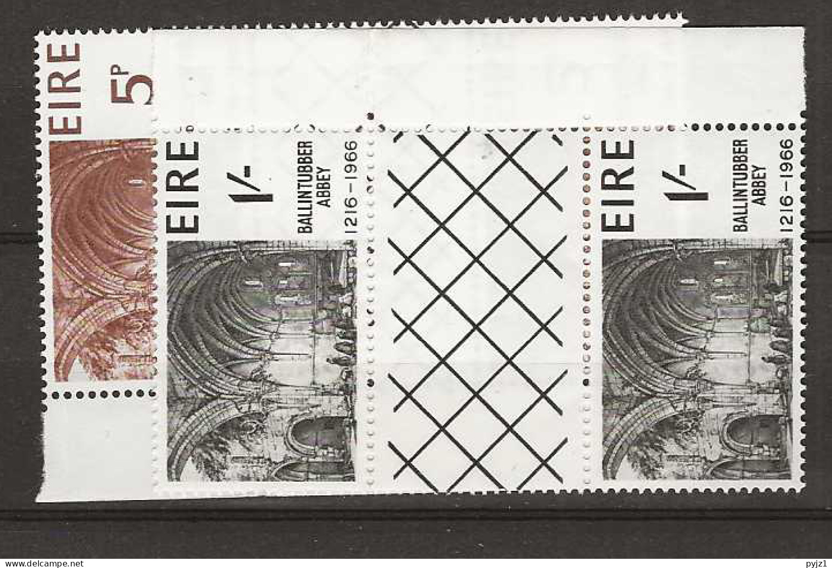 1966 MNH Ireland Mi 190-91 Gutter Pairs Folded - Nuevos