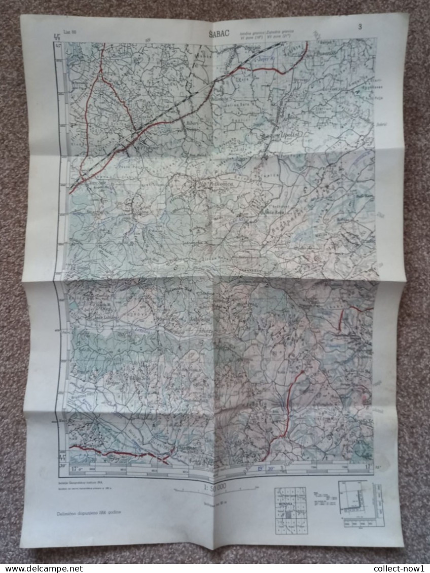 Topographical Maps - Serbia / Sabac  - JNA YUGOSLAVIA ARMY MAP MILITARY CHART PLAN - Topographische Karten