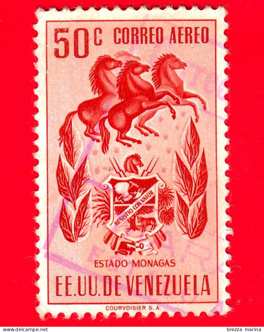 VENEZUELA - Usato - 1953 - Stemma Dello Stato Di Monagas - Arms - 50 - P. Aerea - Venezuela