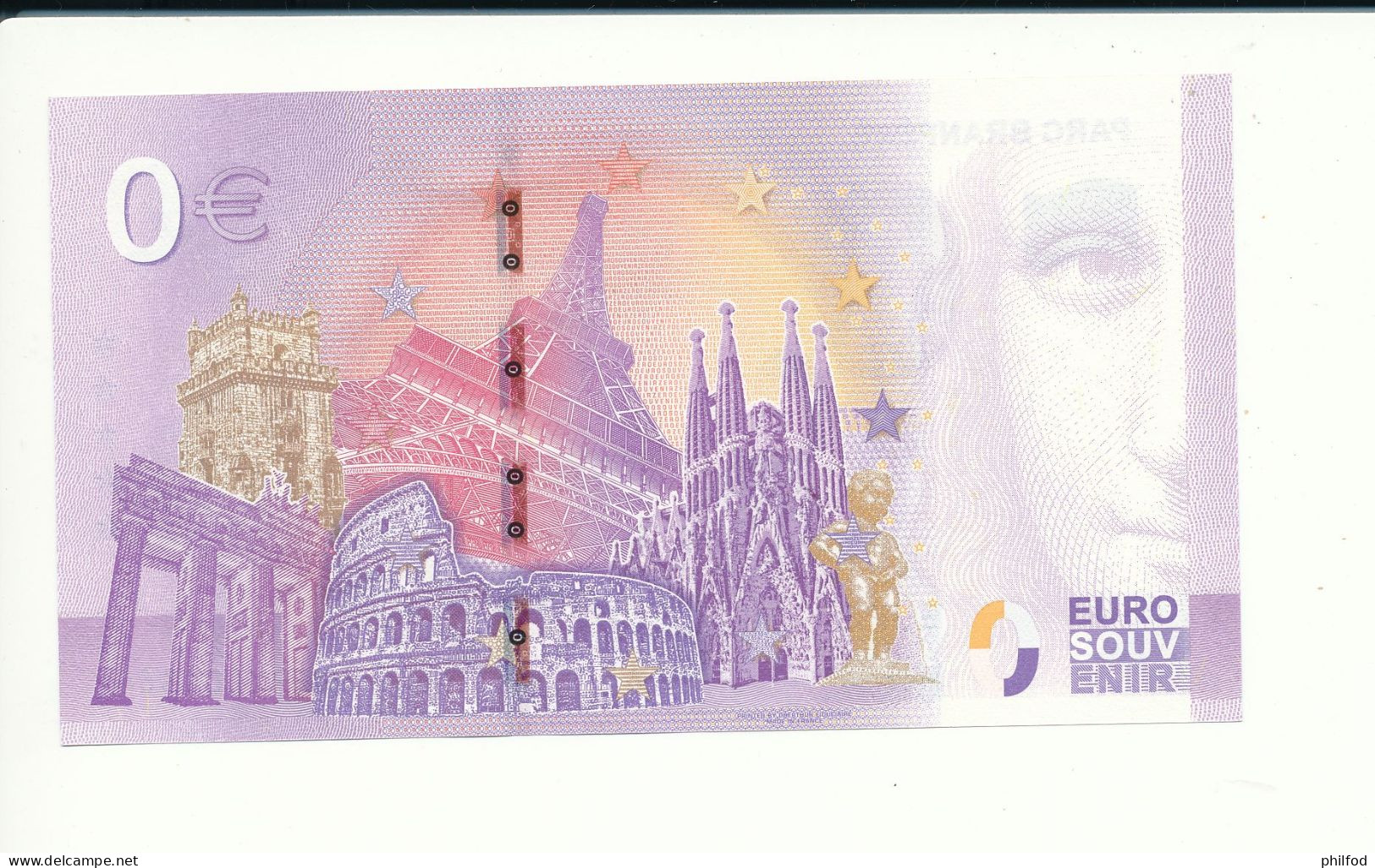 Billet Touristique  0 Euro  - PARC BRANFERE - UEPX - 2022-1 -  N° 1366 - Autres & Non Classés