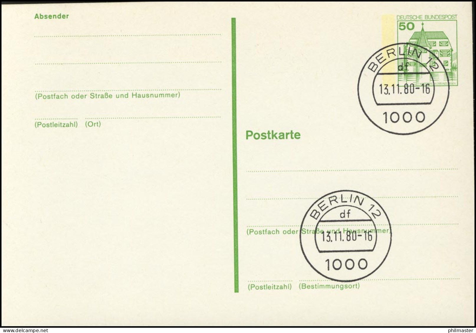 P 131 BuS 50 Pf Punktlinien, VS-O Berlin - Postkarten - Ungebraucht