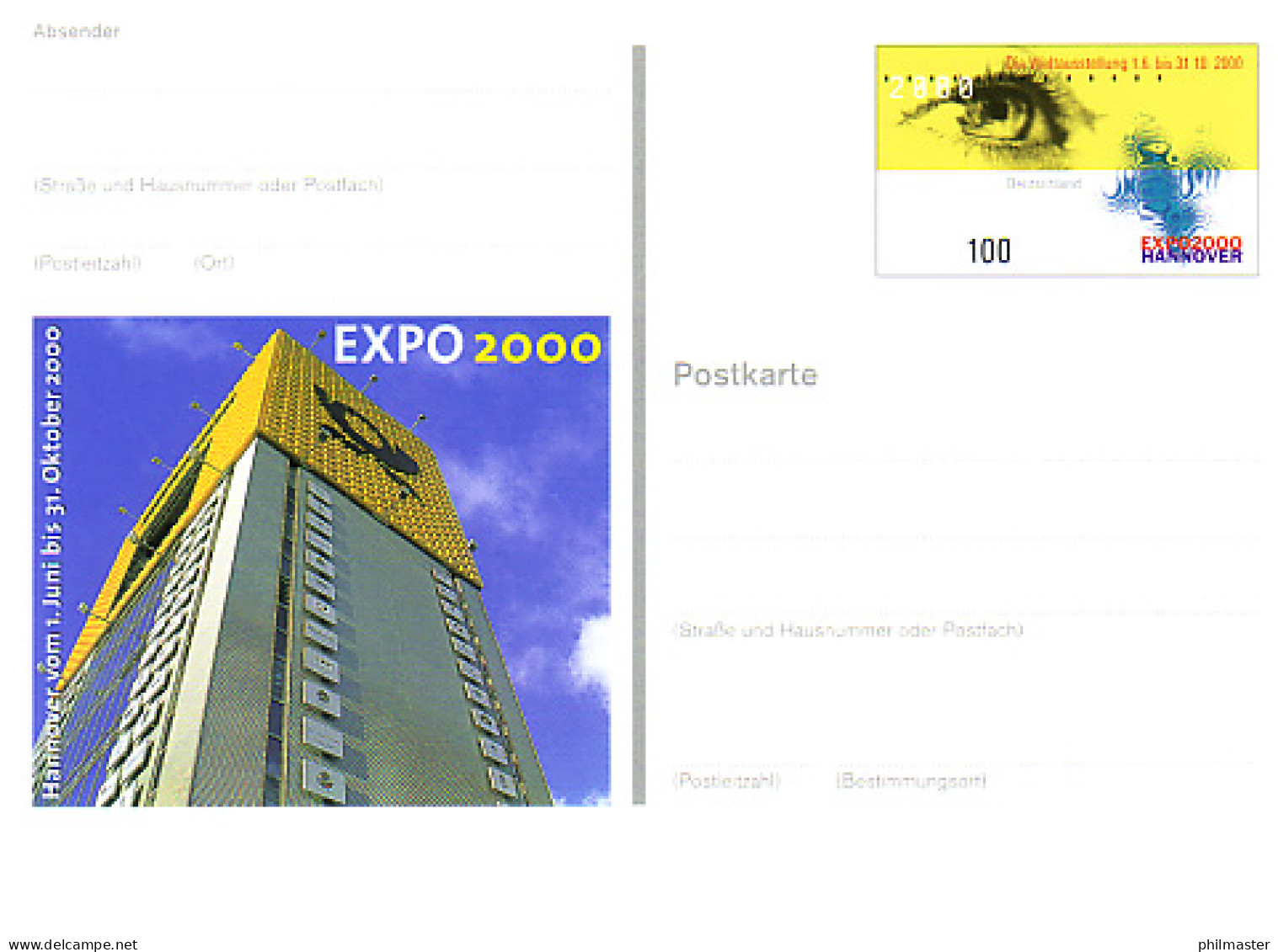 PSo 69 Weltausstellung EXPO Hannover POSTBOX 2000, Postfrisch Wie Verausgabt ** - Postkarten - Ungebraucht