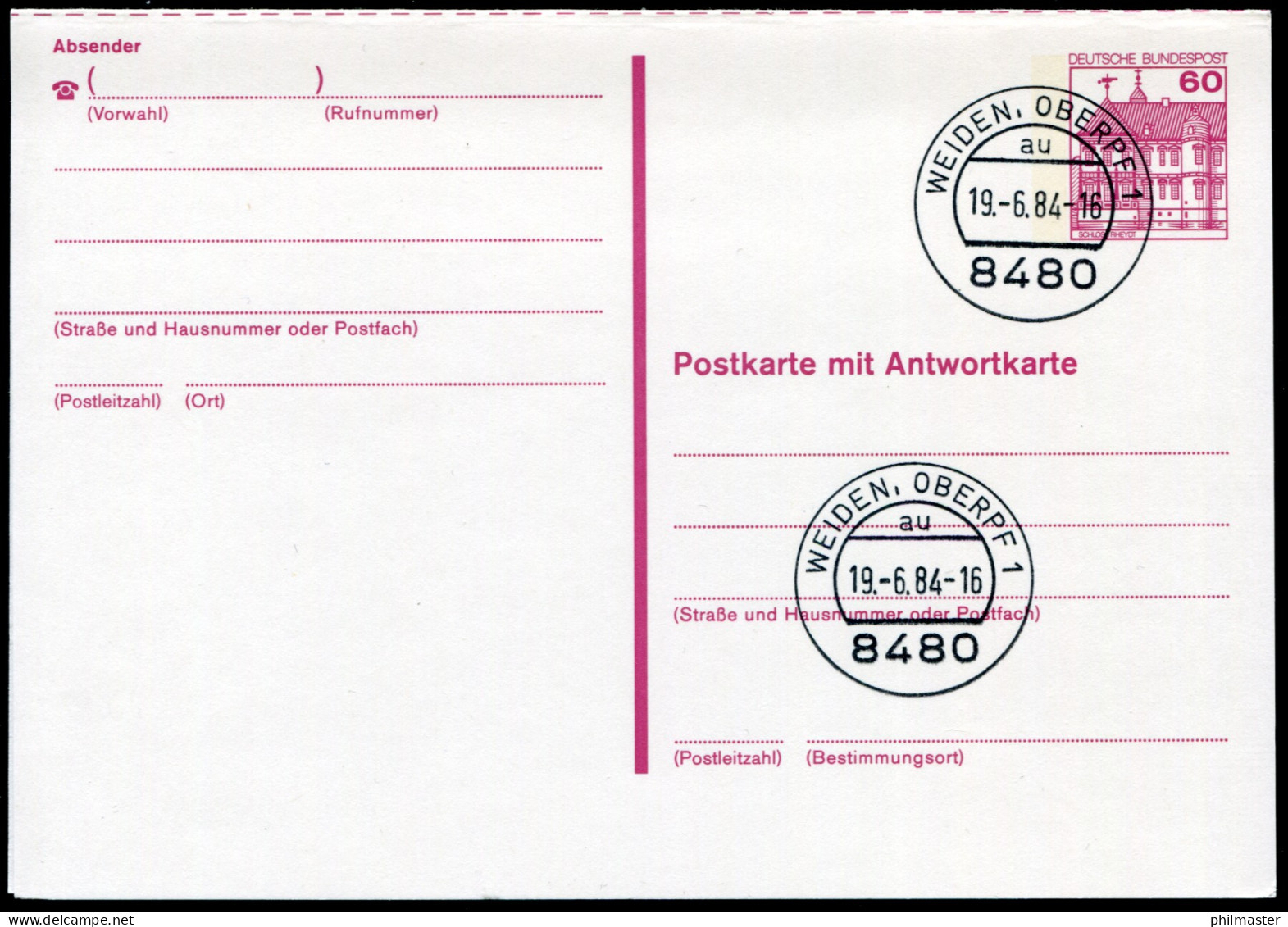 P 137 II BuS 60/60 Pf Letterset, Doppelkarte, VS-O Weiden / Oberpfalz - Postcards - Mint