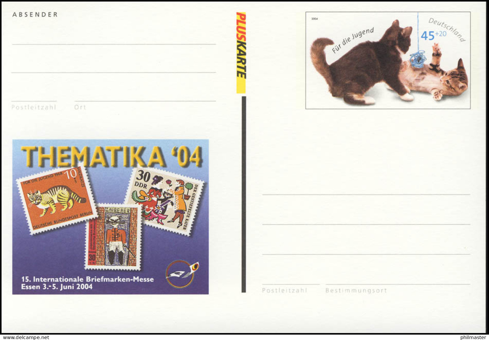 PSo 85 Messe Essen & Thematika Katzen 2004, ** Wie Verausgabt - Postcards - Mint