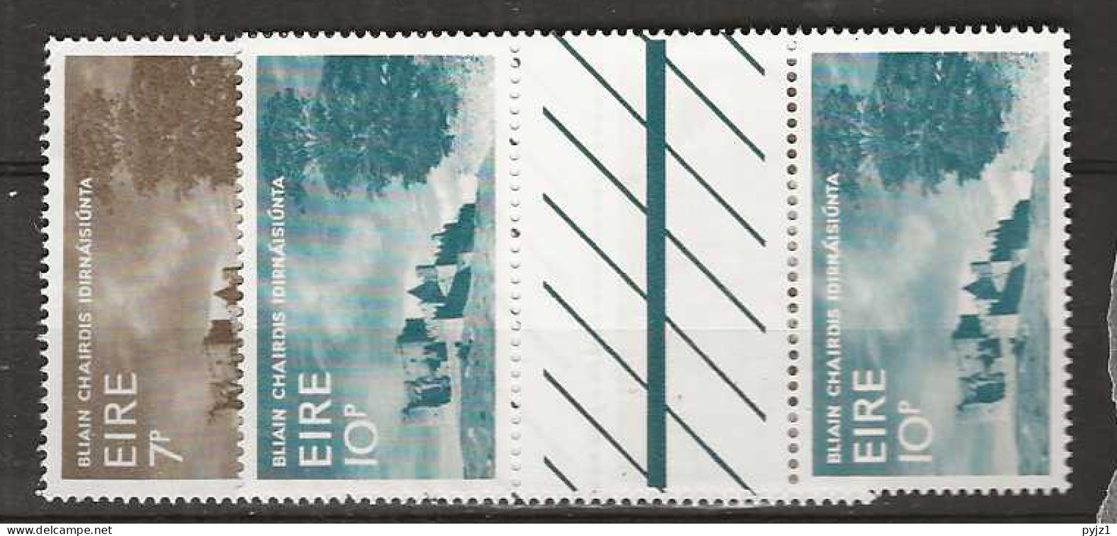 1967 MNH Ireland Mi 196-97 Gutter Pairs Unfolded - Neufs