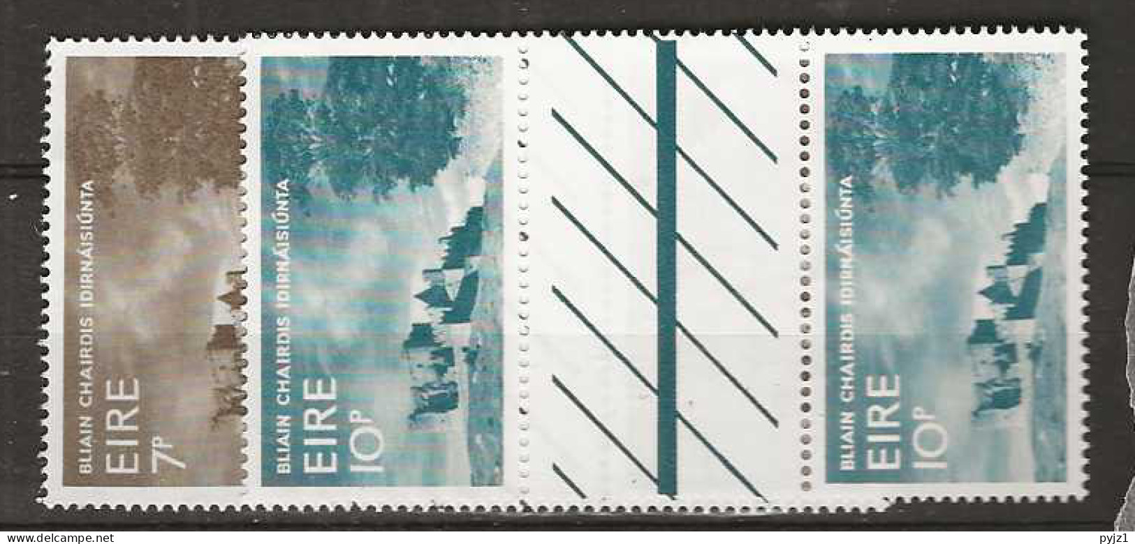 1967 MNH Ireland Mi 196-97 Gutter Pairs Unfolded - Unused Stamps