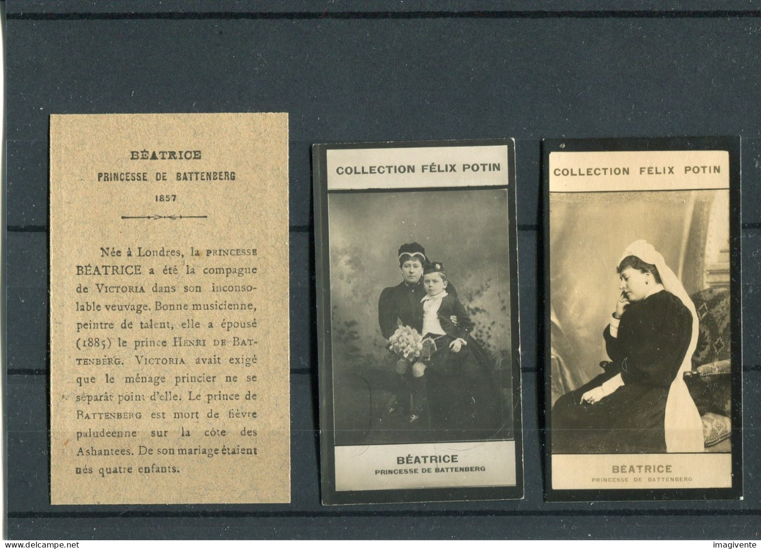 Lot De 2 Images Photos Felix Potin BEATRICE Princesse De BATTENBERG   Avec Biographie - Albumes & Colecciones