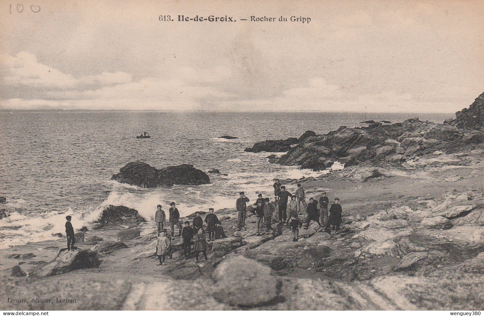 56  ILE DE GROIX   Rocher Du Gripp     TB    PLAN  Env; 1915.    Edit. Lemire      RARE - Groix