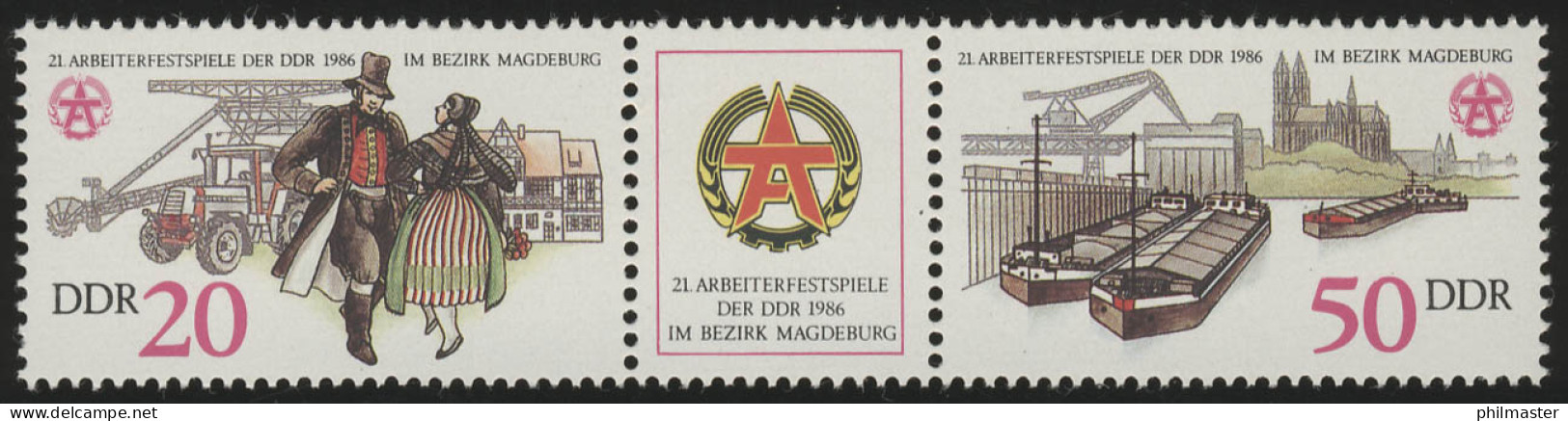 3028-3029 Magdeburg 1986, Zusammendruck, Postfrisch - Neufs