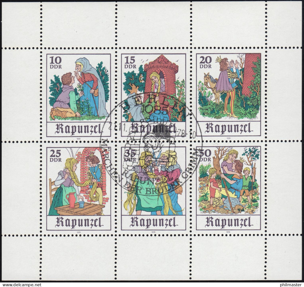 2382-2387 Märchen-Kleinbogen Rapunzel 1978, ESSt Berlin - Gebraucht