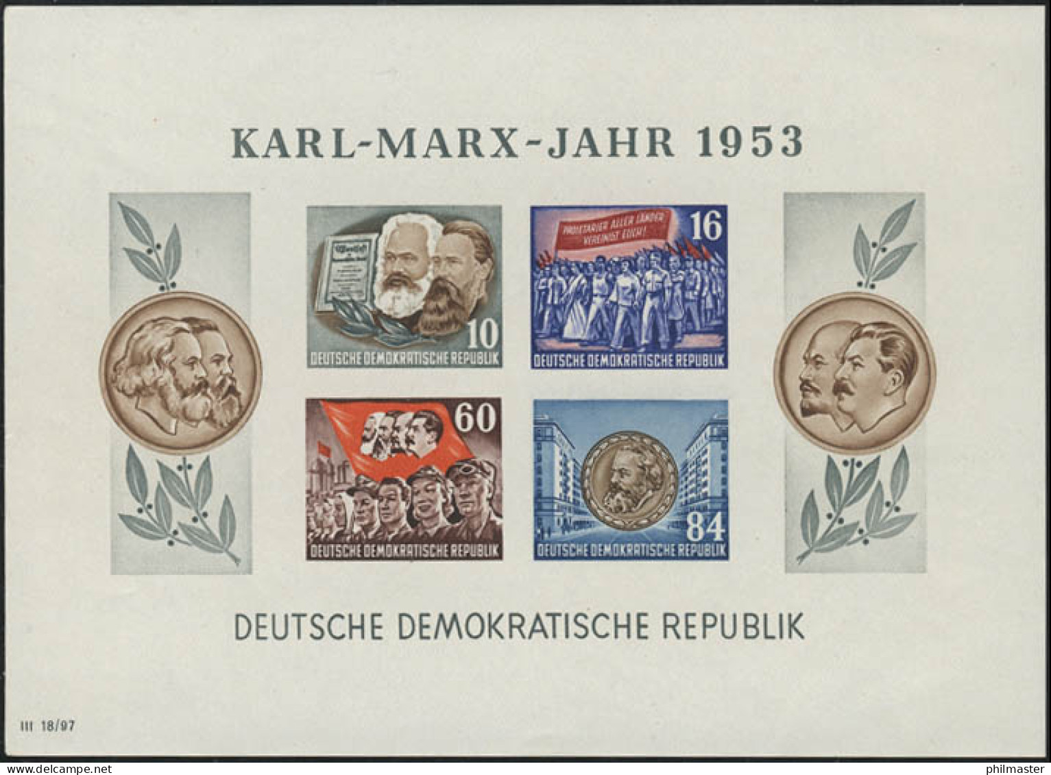 Block 9B YI Karl Marx 1953 Ungezähnt, Postfrisch - Nuevos