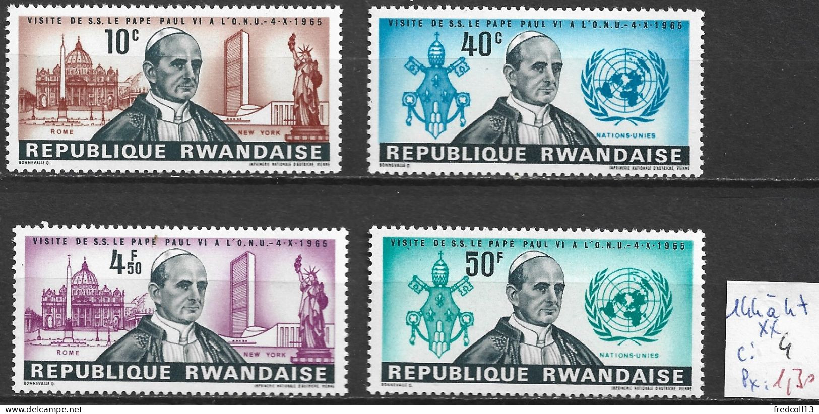 RWANDA 144 à 47 ** Côte 4 € - Unused Stamps