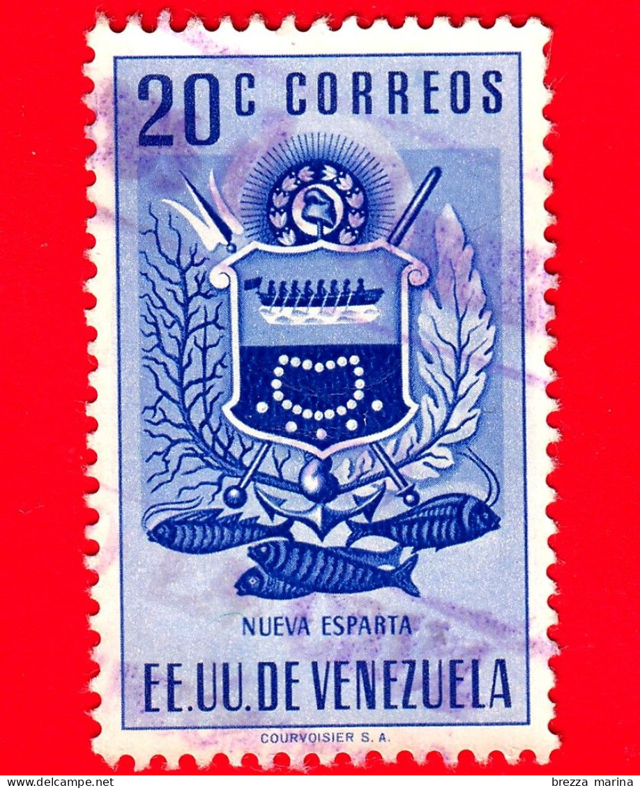 VENEZUELA - Usato - 1953 - Stemma Dello Stato Di Nueva Esparta - Arms - 20 - Venezuela