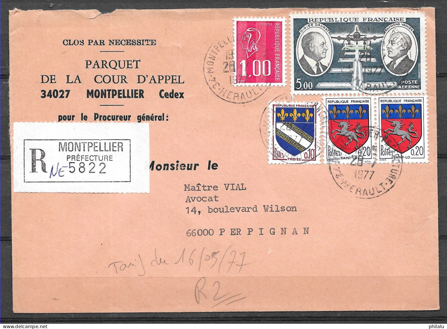 FRANCE lot de 44 lettres recommandées .