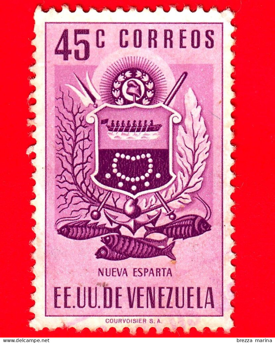 VENEZUELA - Usato - 1953 - Stemma Dello Stato Di Nueva Esparta - Arms - 45 - Venezuela