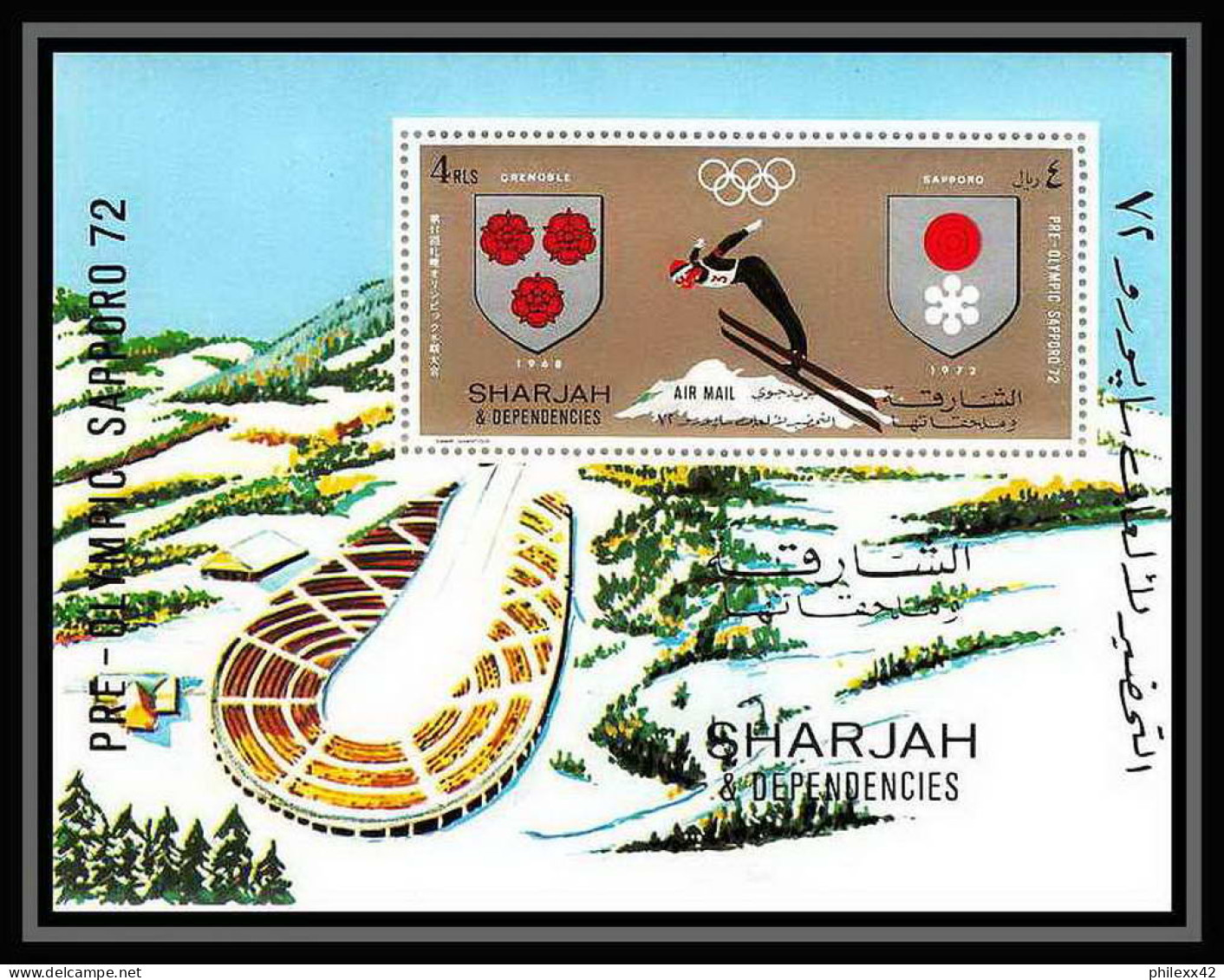 101e - Sharjah - MNH ** Mi Bloc N° 85 A Jeux Olympiques (olympic Games) Grenoble / Sapporo 72 - Hiver 1972: Sapporo