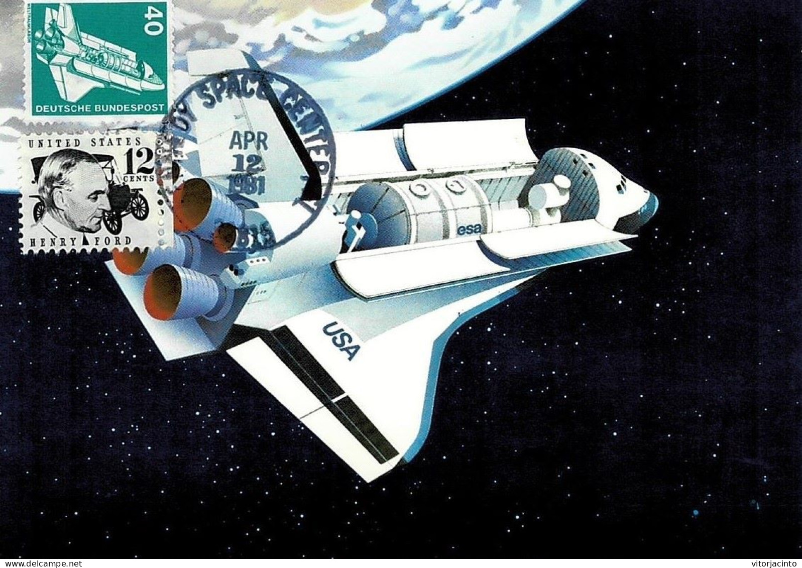 USA - Space Shuttle / Spacelab - PTT Bildpostkarte (real Circulated From Nederland To Portugal) - United States