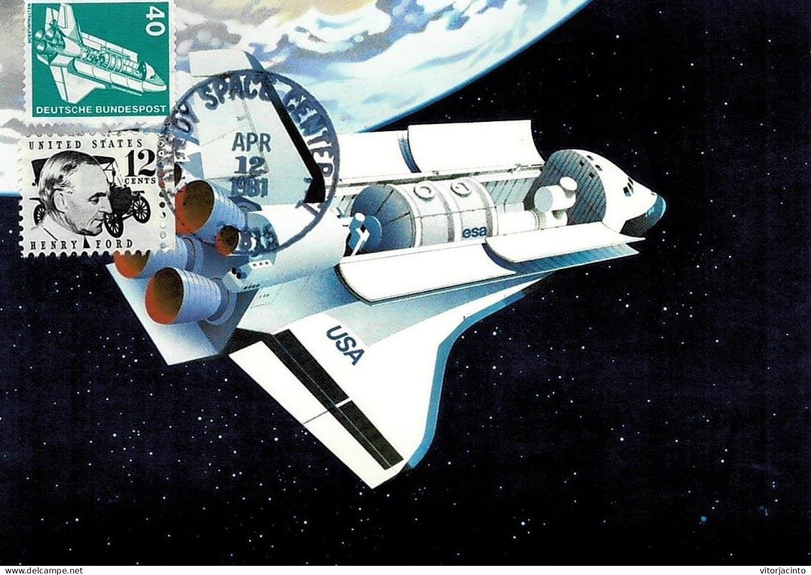 USA - Space Shuttle / Spacelab - PTT Bildpostkarte (real Circulated From Nederland To Portugal) - Estados Unidos