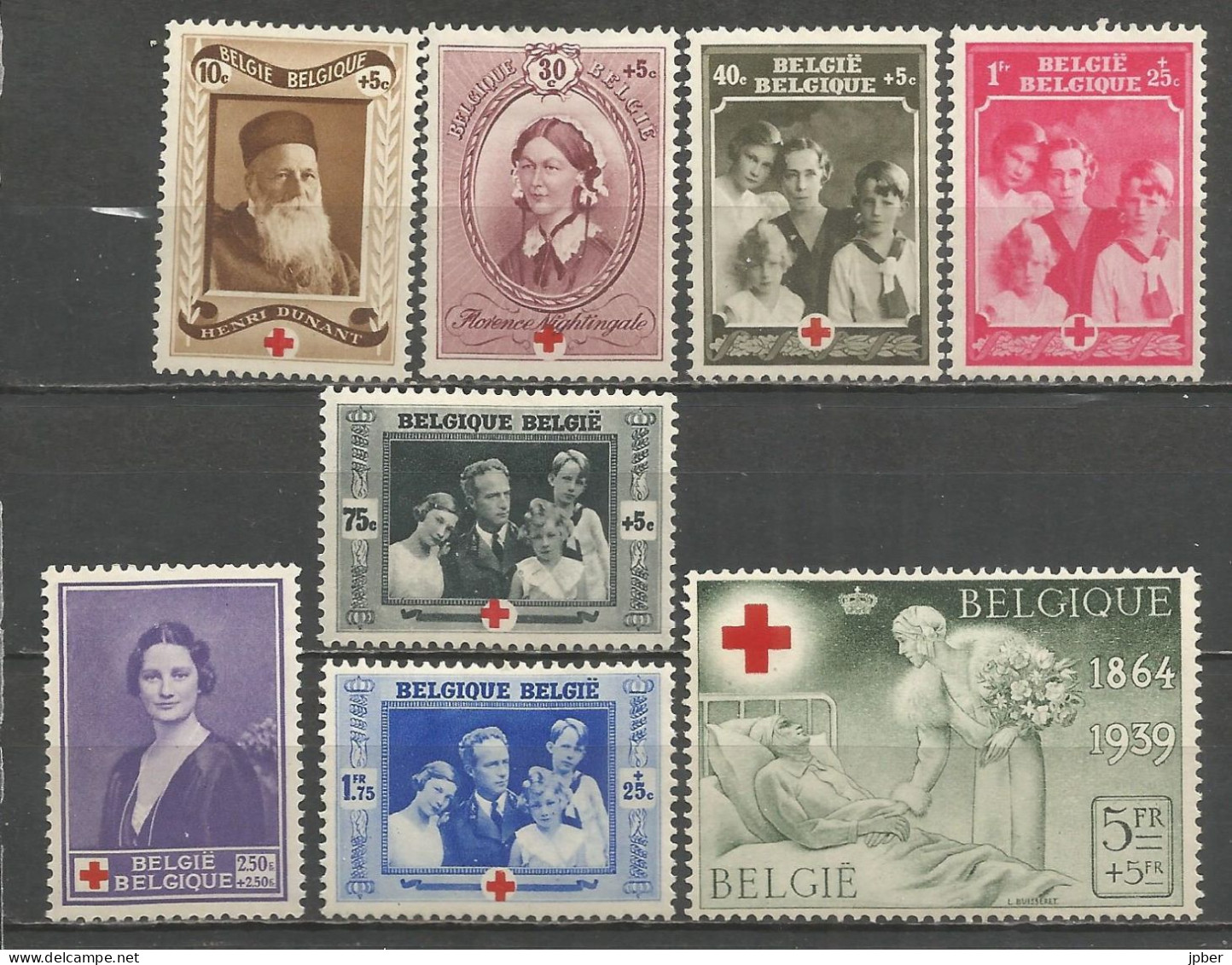 Belgique - Croix-Rouge, Dunant, Nightingale, Reine Elisabeth, Reine Astrid, Roi Léopold III - N°496 à 503 * - Ungebraucht