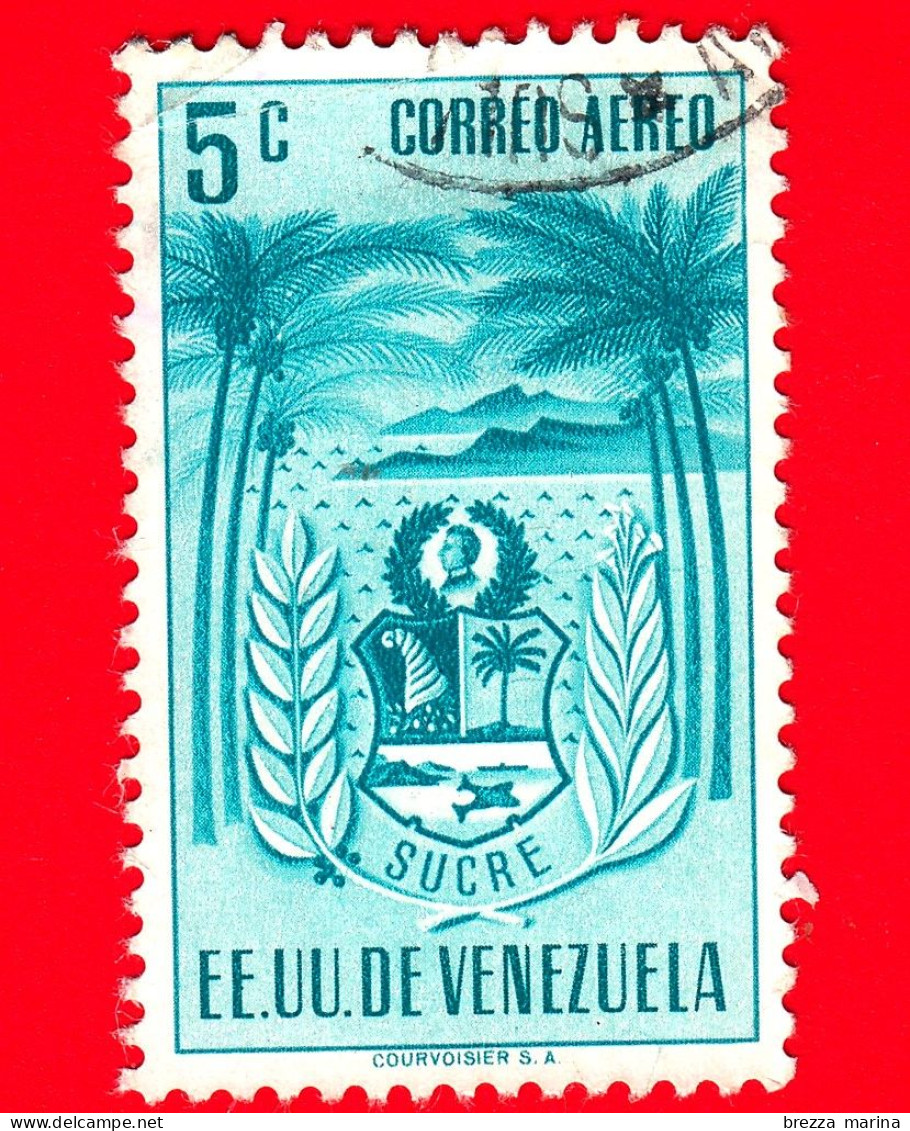 VENEZUELA - Usato - 1952 - Stemma Dello Stato Di Sucre - Arms - 5 P. Aerea - Venezuela