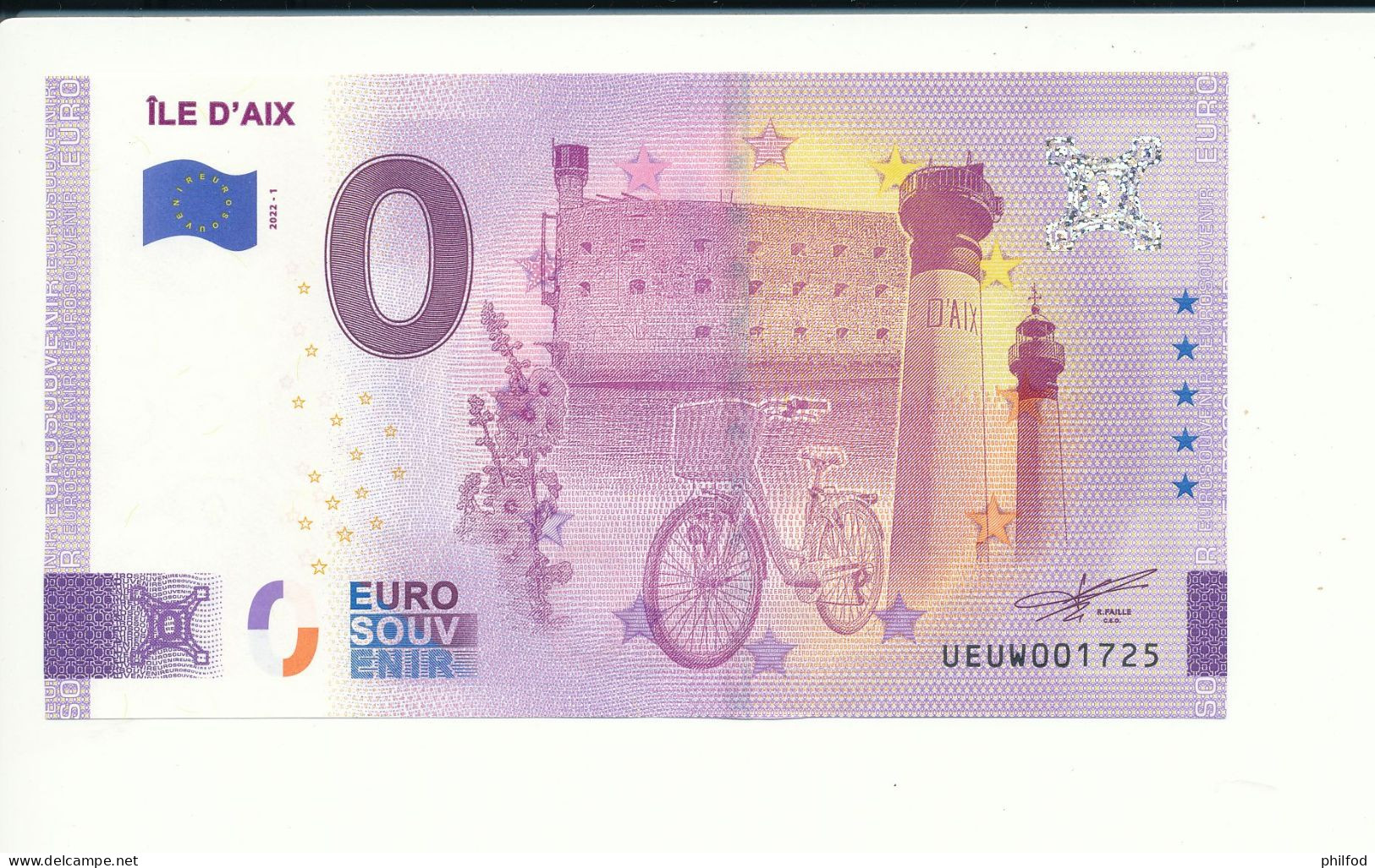 Billet Touristique  0 Euro  - ÎLE DAIX - 2022-1 -  UEUW -  N° 1725 - Sonstige & Ohne Zuordnung