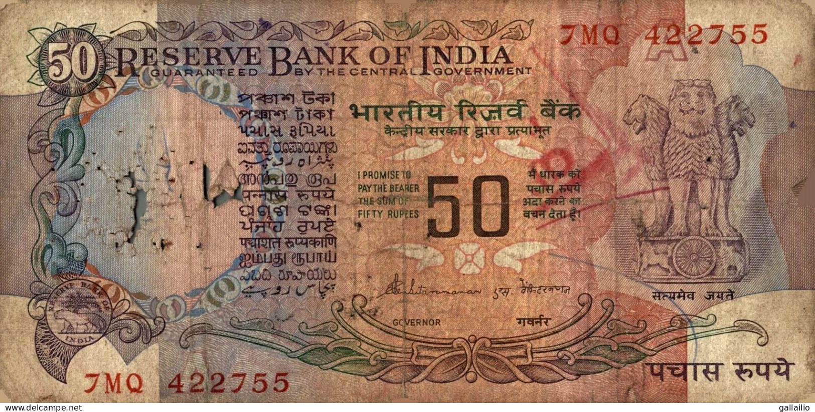 BILLET 50 RUPEES INDE - Indien