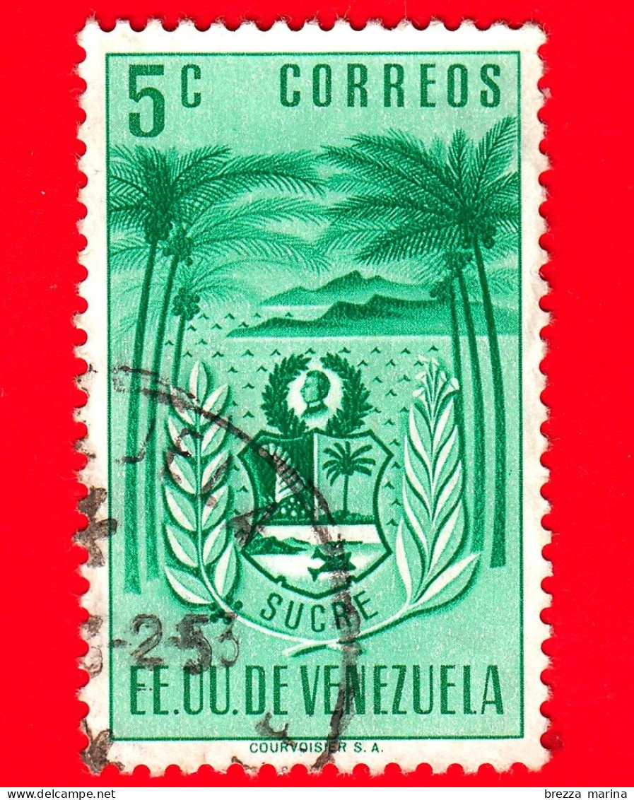 VENEZUELA - Usato - 1952 - Stemma Dello Stato Di Sucre - Arms - 5 - Venezuela