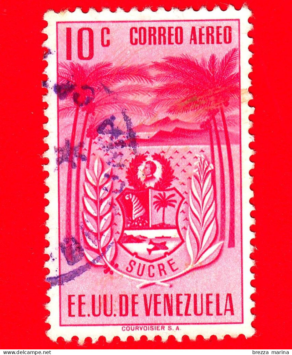 VENEZUELA - Usato - 1952 - Stemma Dello Stato Di Sucre - Arms - 10 - P. Aerea - Venezuela