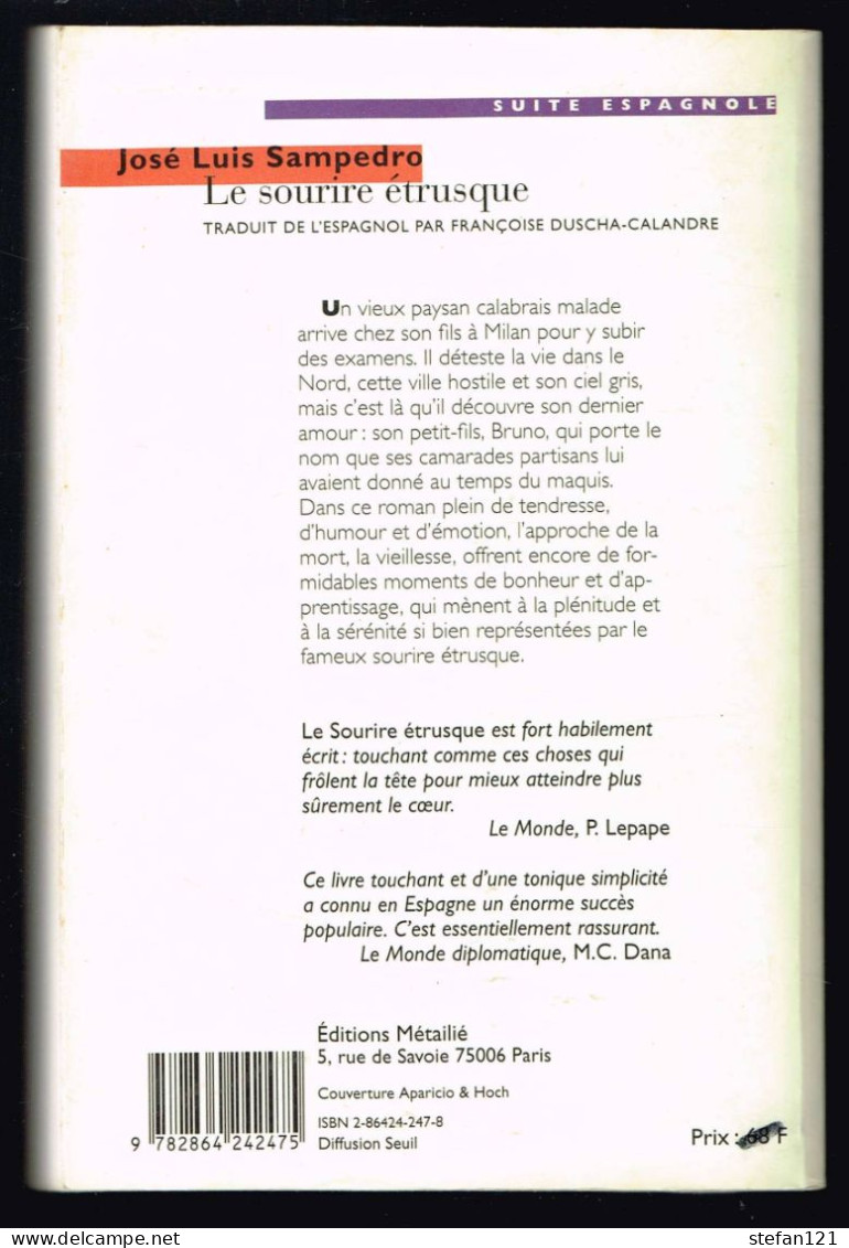 Le Sourire étrusque - José Luis Sampedro - 1999 - 320 Pages 19 X 12,5 Cm - Romantique