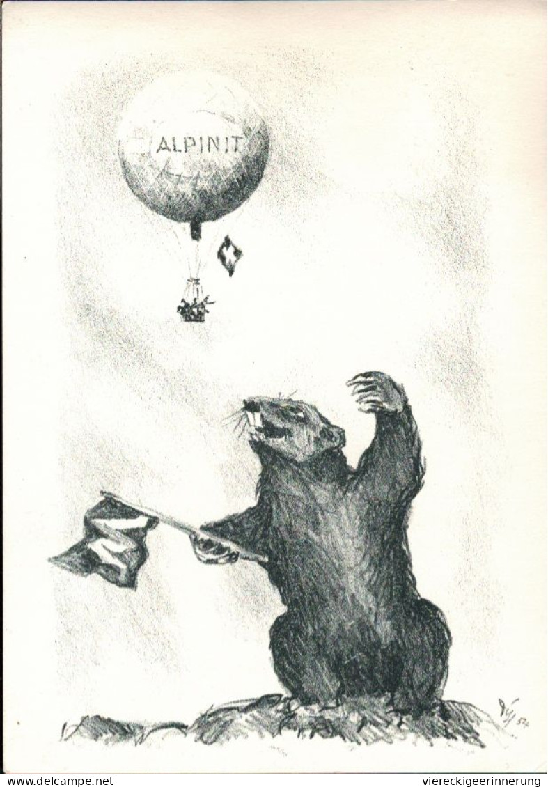 ! Ballonpostkarte, Wohlen Ballon Alpinit Aufstieg, 1955, Schweiz - Globos