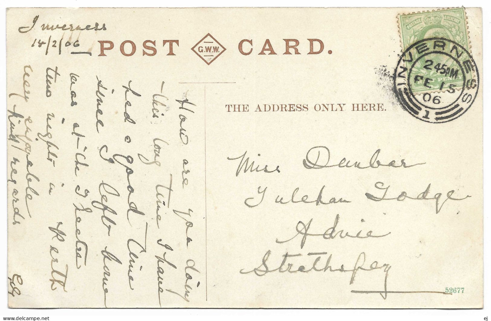 Inverness Postmark 1906 - G W Wilson - Inverness-shire