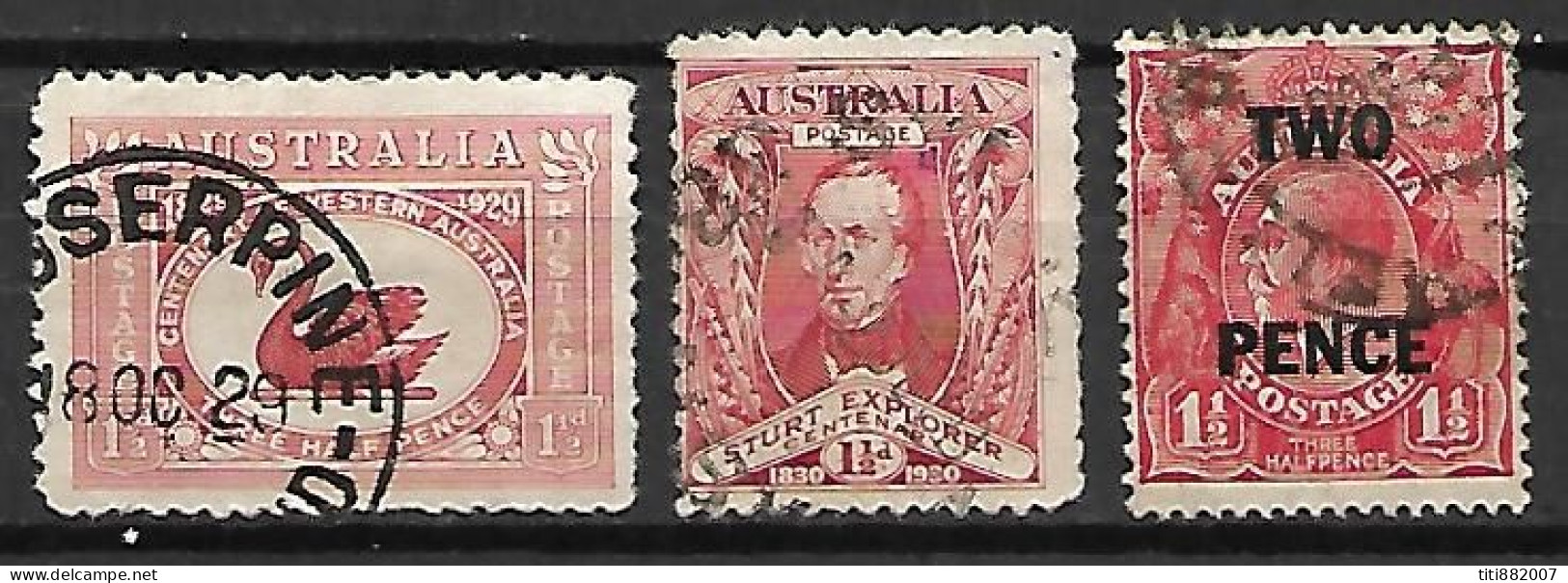 AUSTRALIE   -  1929 / 30 .   Y&T N° 67 - 68 - 70 Oblitérés . - Used Stamps