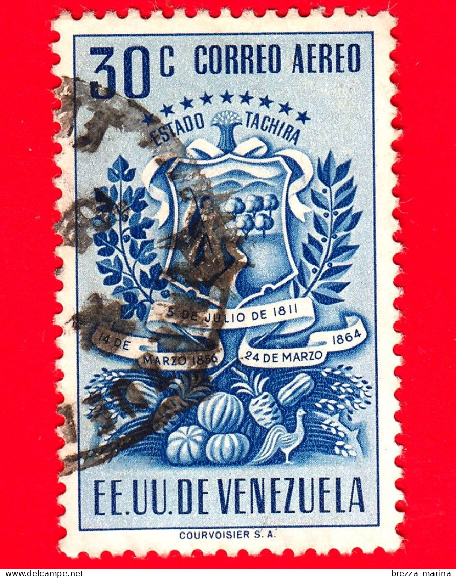 VENEZUELA - Usato - 1951 - Stemma Dello Stato Di Tachira - Arms - 30 - P. Aerea - Venezuela