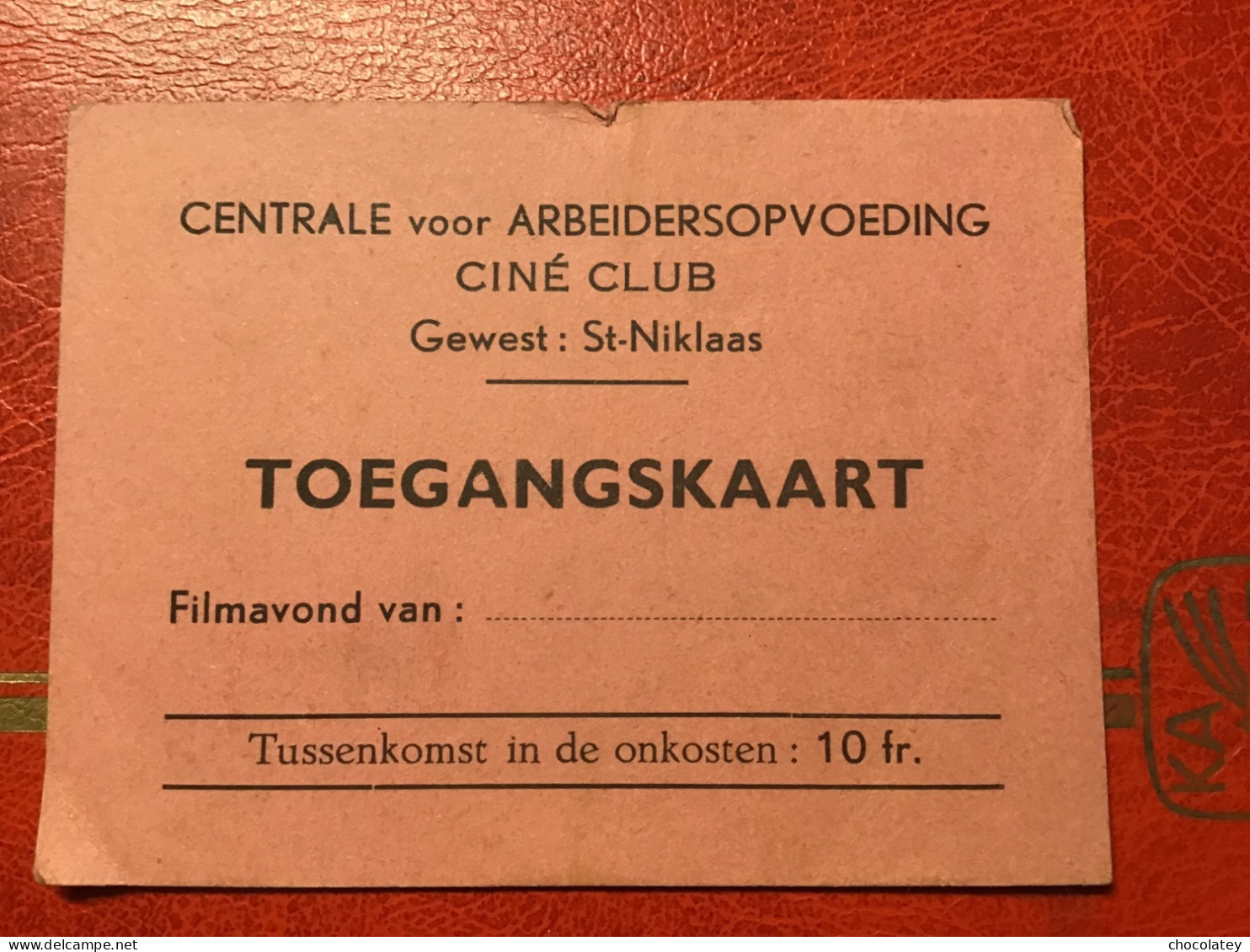 Sint Niklaas Cine Club Centrale Voor Arbeidersopvoeding Jaren 50 - Eintrittskarten