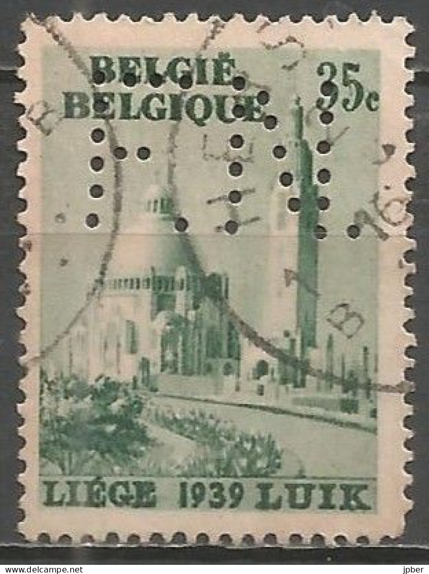 Belgique - Basilique De Cointe - N°484 Obl. HERSTAL Et Perforé F.N. - 1934-51