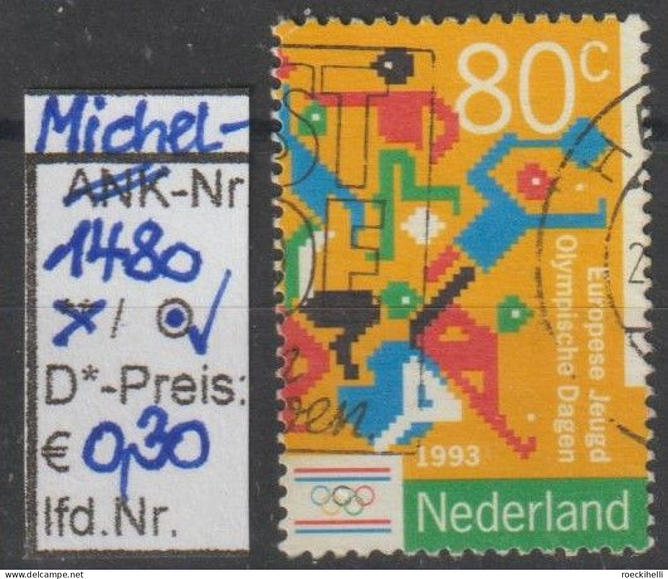 1993 - NIEDERLANDE - SM "2. Europ. Olymp. Jugendfestival" 80 C Mehrf. - O  Gestempelt - S.Scan (1480o Nl) - Gebraucht