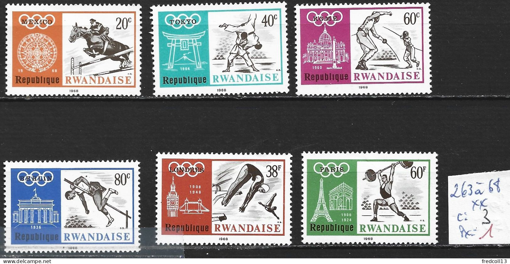 RWANDA 263 à 68 ** Côte 3 € - Unused Stamps