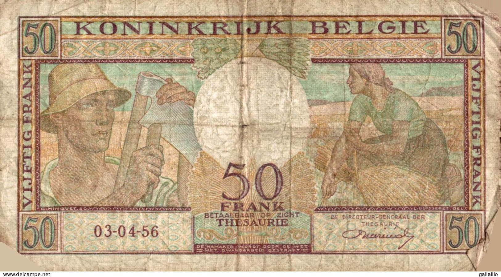 BILLET 50 FRANCS BELGIQUE 1956 - 50 Francs