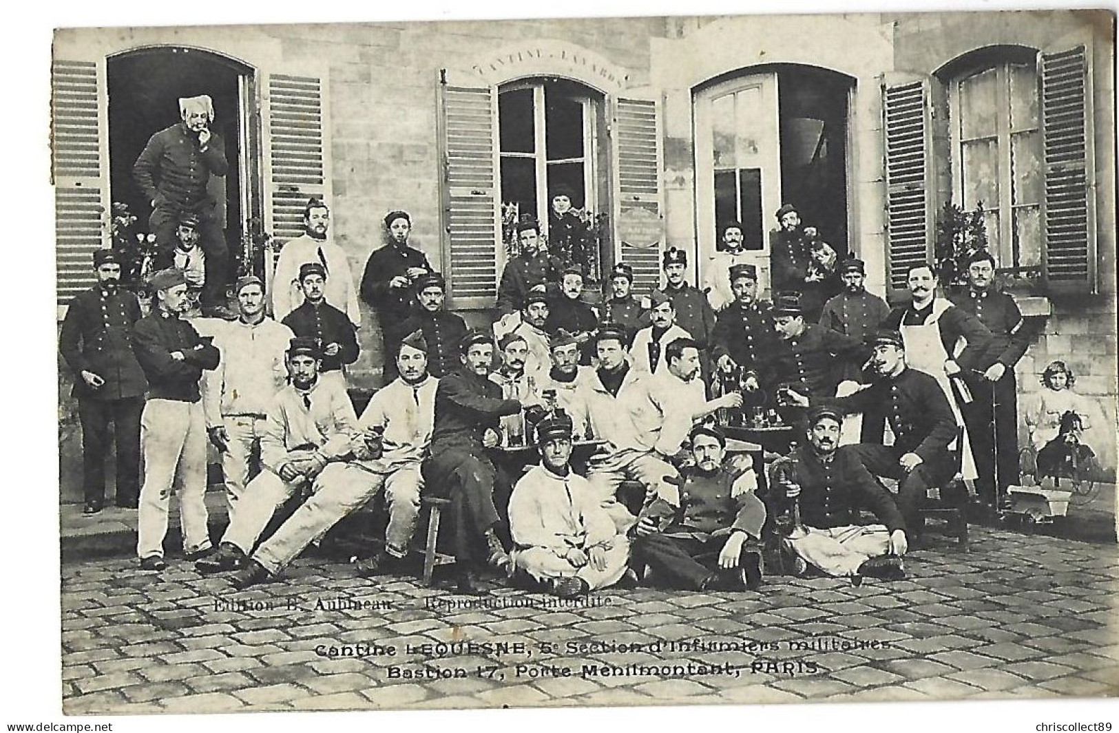 Carte Postale : Paris - Cantine Lequesne  5 éme Section D’infirmiers Militaires  Bastion 17 Porte Ménilmontant - Konvolute, Lots, Sammlungen