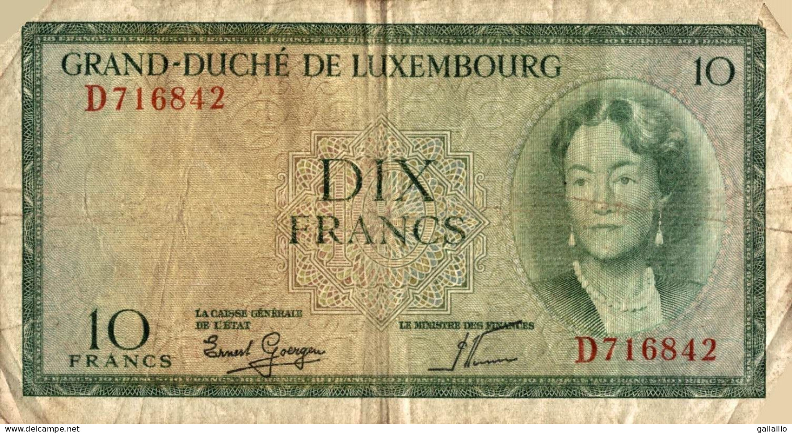 BILLET 10 FRANCS LUXEMBOURG - Luxemburg