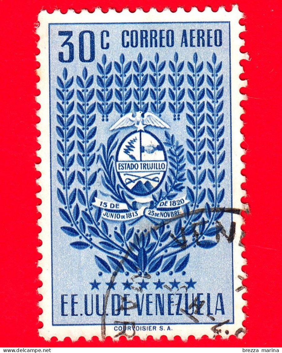 VENEZUELA - Usato - 1952 - Stemma Dello Stato Di Trujillo - Arms - 30  - P. Aerea - Venezuela