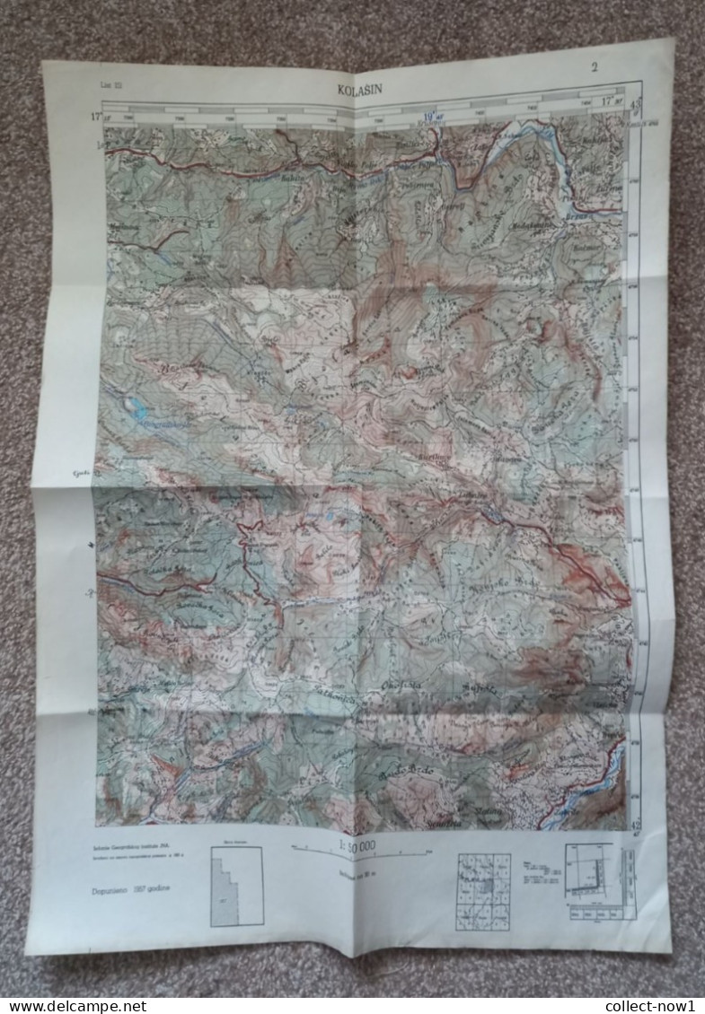 Topographical Maps - Montenegro / Kolasin - JNA YUGOSLAVIA ARMY MAP MILITARY CHART PLAN - Mapas Topográficas