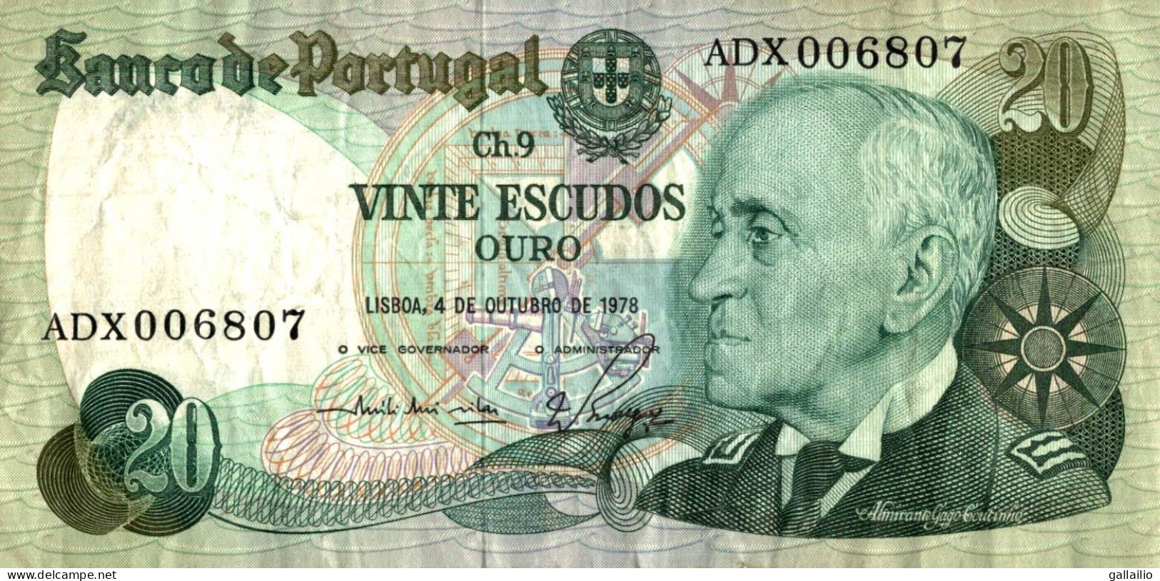 BILLET 20 ESCUDOS PORTUGAL - Portugal