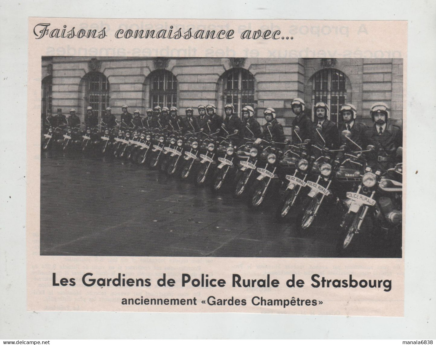 Gardiens De Police Strasbourg Ex Gardes Champêtres Motos Yamaha  1981 - Non Classés