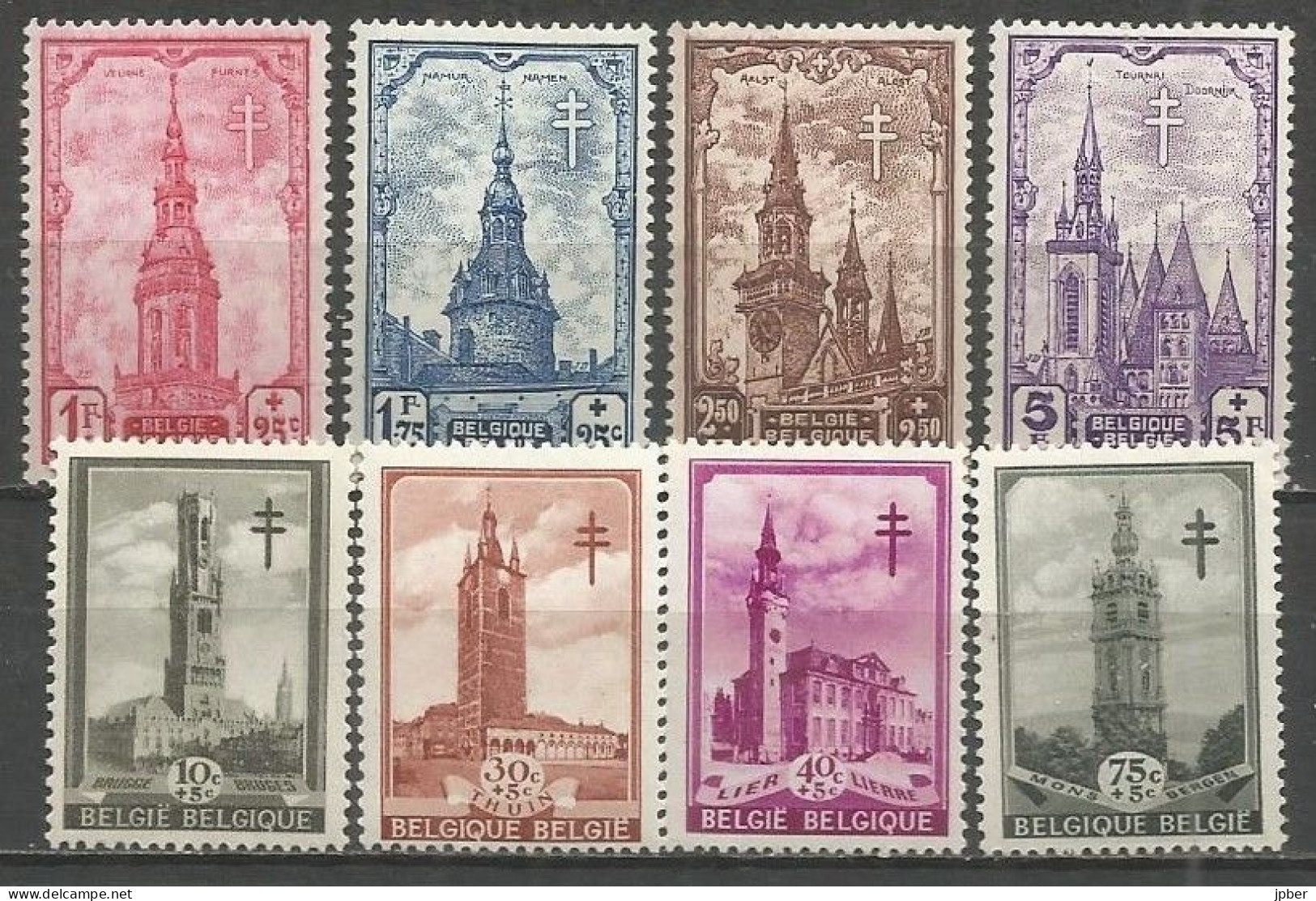 Belgique - Beffrois Brugge, Thuin, Lier, Mons, Veurne, Namur, Aalst, Tournai - N°519à526 ** - Unused Stamps