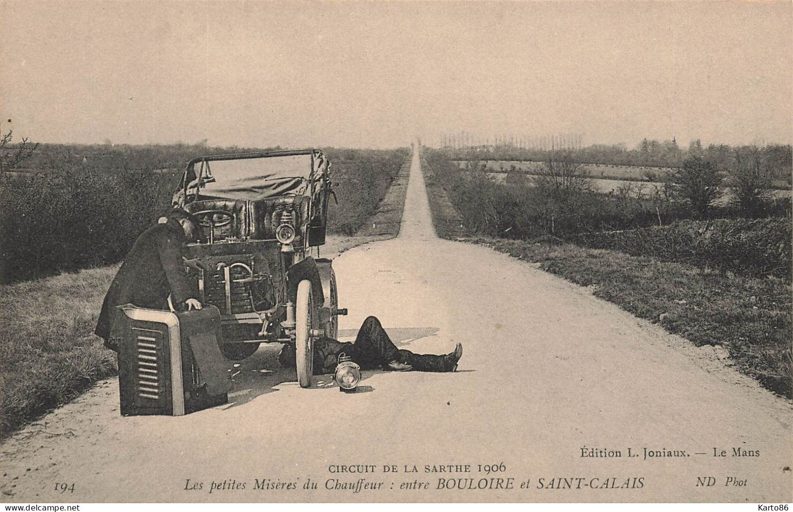 Circuit Automobile De La Sarthe 1906 * Entre Bouloire & St Calais * Misère Du Chauffeur * Panne Voiture - Bouloire