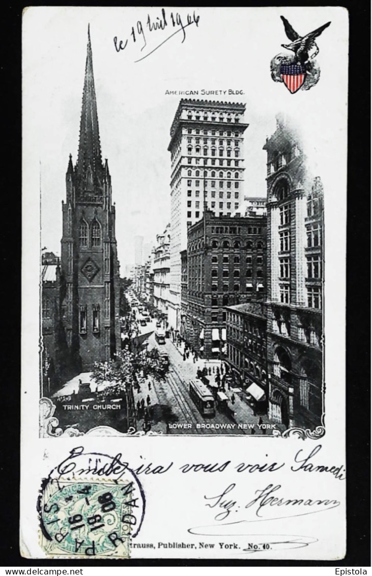 ► Lower Broadway Manhattan  From Air 1906  NYC Stamp - Manhattan