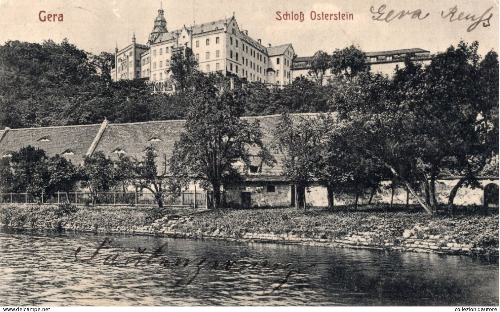 GERA - SCHLOSS OSTERSTEIN - CARTOLINA FP SPEDITA NEL 1918 - Gera