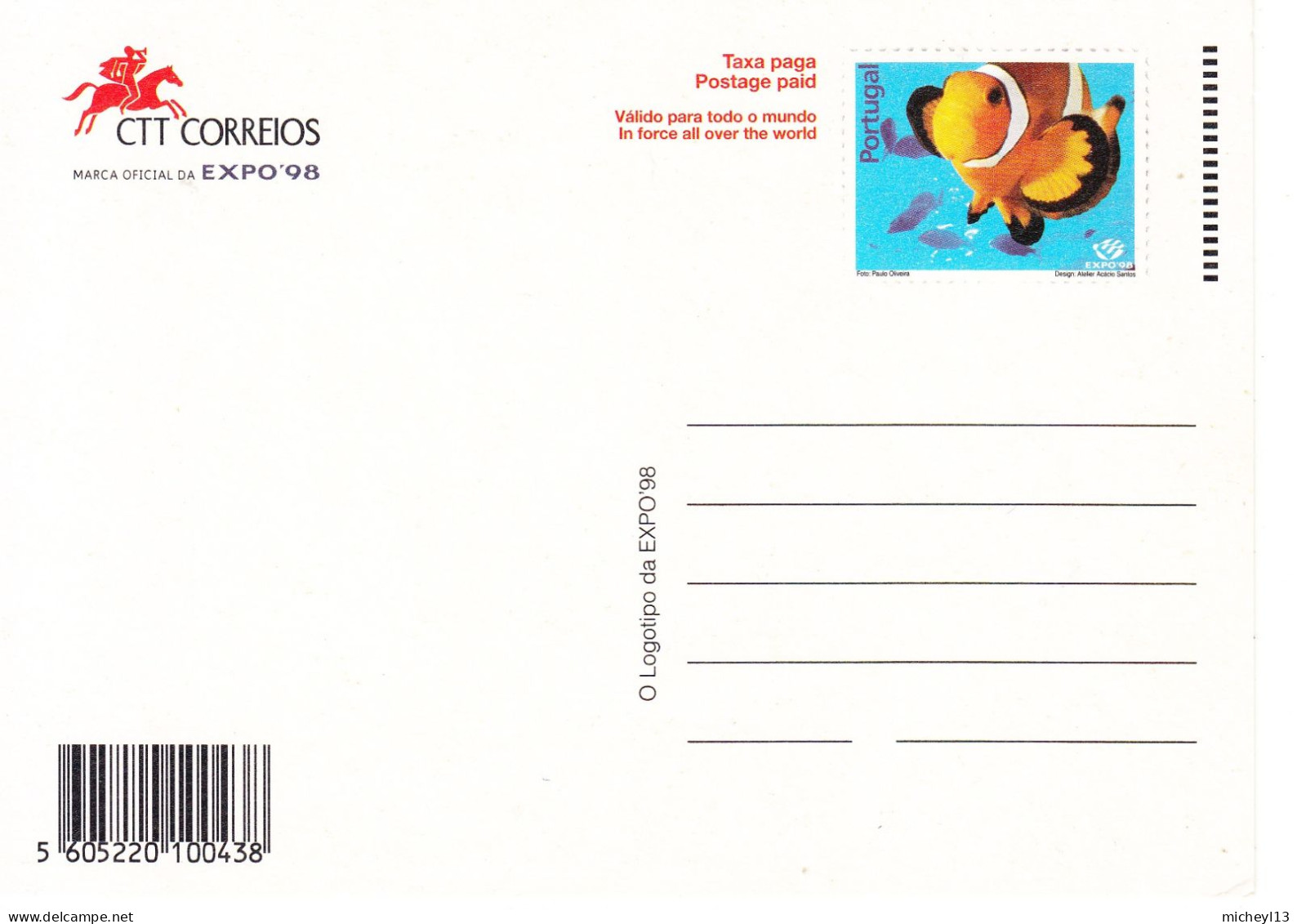 Portugal-1998-4 Entiers Postaux -EXPO 98 à Lisboa-Lisbonne-3 Neufs Et Un Oblitéré  De Porta Do Mar - Postal Stationery